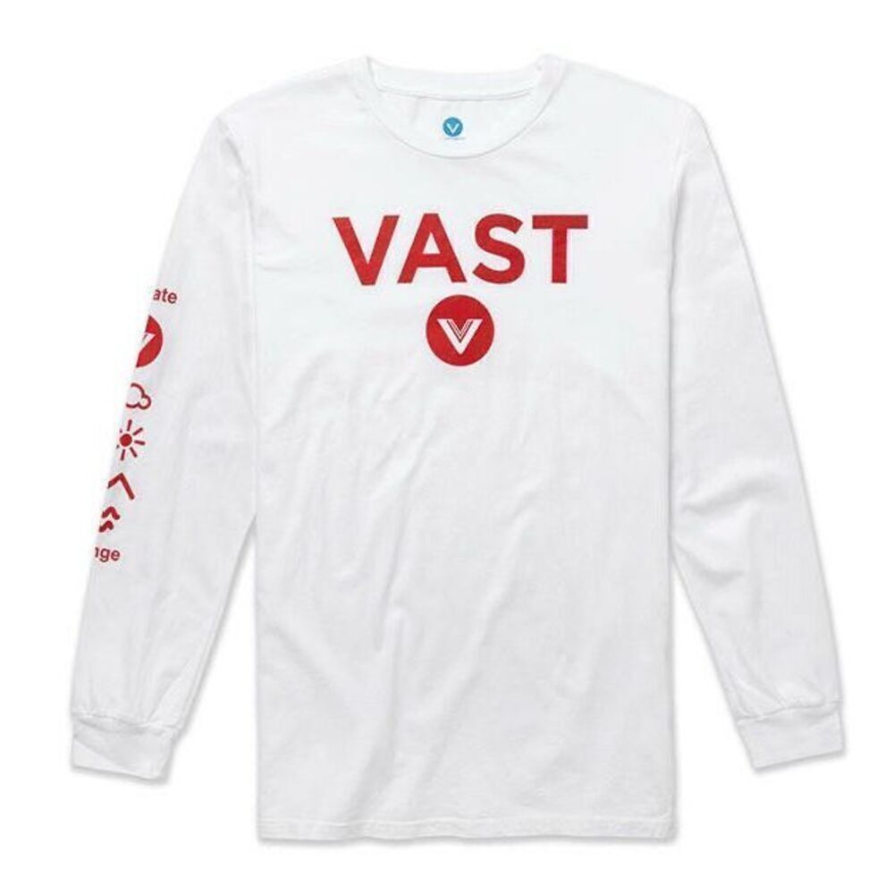 Vast Logo Long Sleeve Tee - White NEW NWT